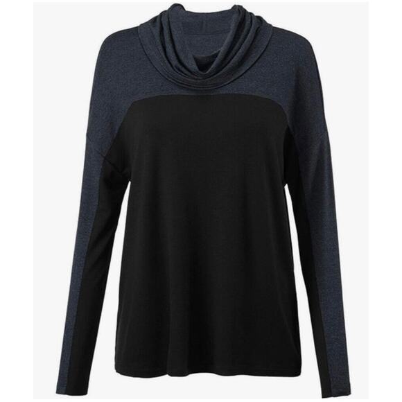 Cabi Women’s Sz L Gray Black Cozy Cowl Pullover Top Soft Stretch Knit Joan - Picture 2 of 15